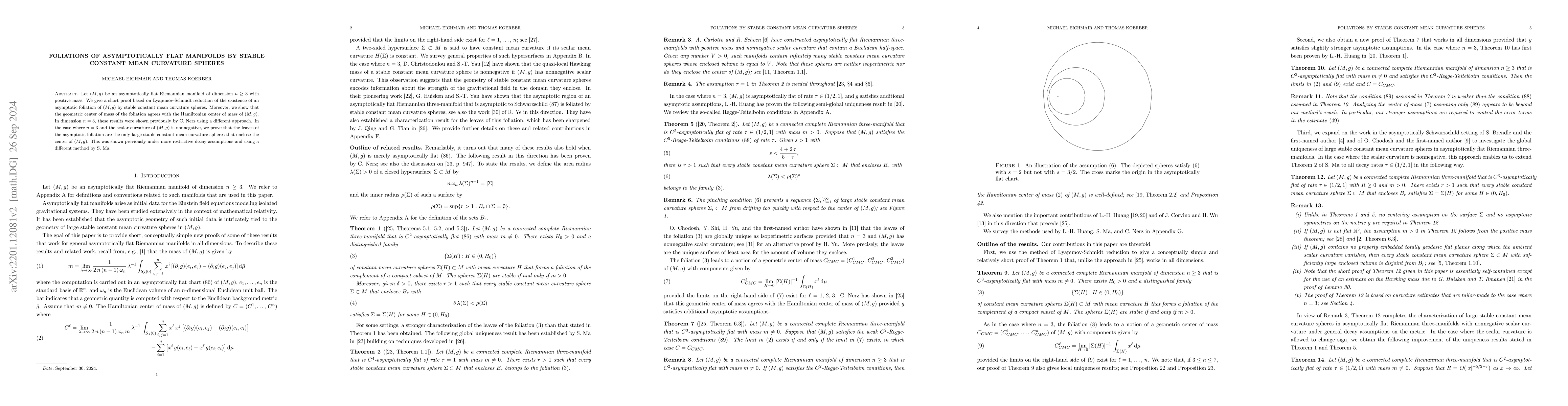 Thumbnail for Foliations of asymptotically flat 3-manifolds by stable constant mean
  curvature spheres