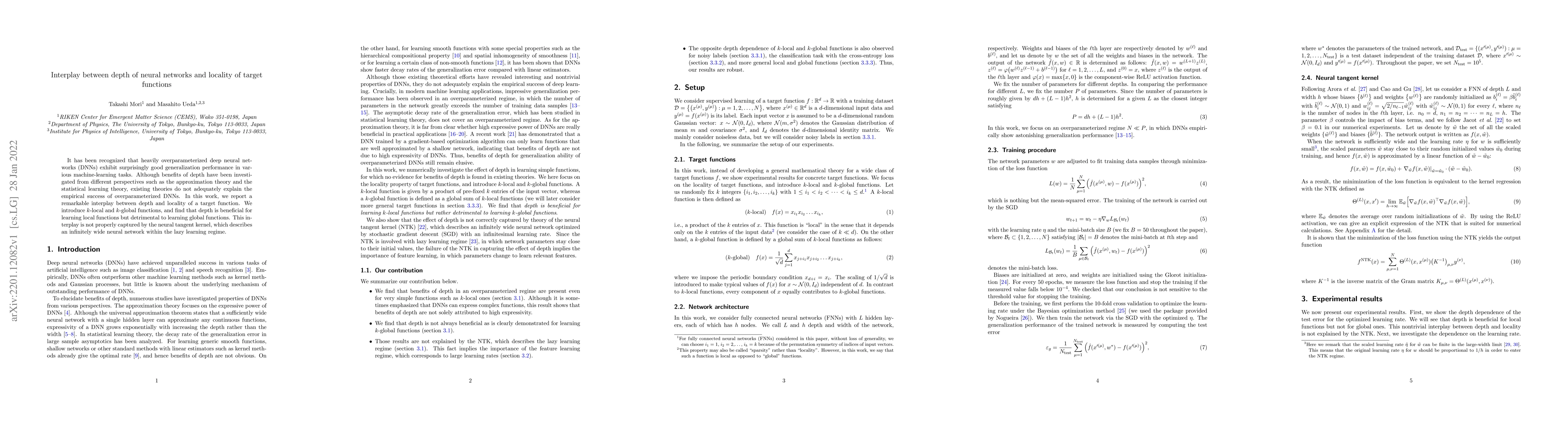 Thumbnail for Interplay between depth of neural networks and locality of target
  functions