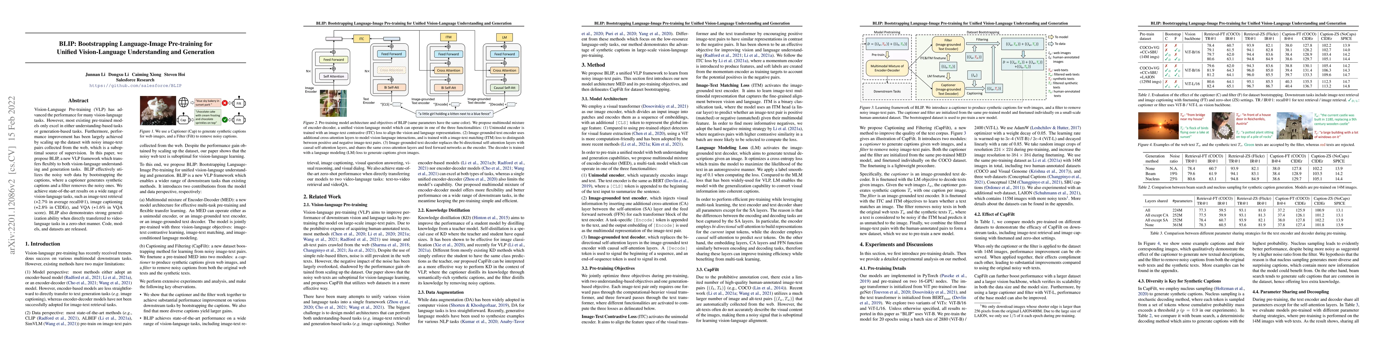 Thumbnail for BLIP: Bootstrapping Language-Image Pre-training for Unified
  Vision-Language Understanding and Generation