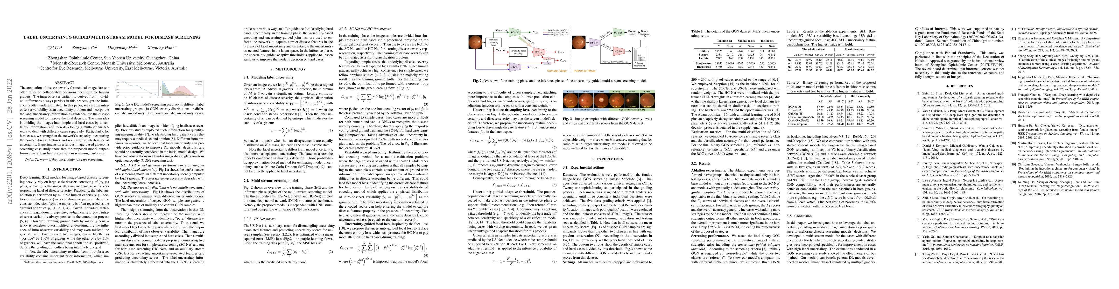 Thumbnail for Label uncertainty-guided multi-stream model for disease screening