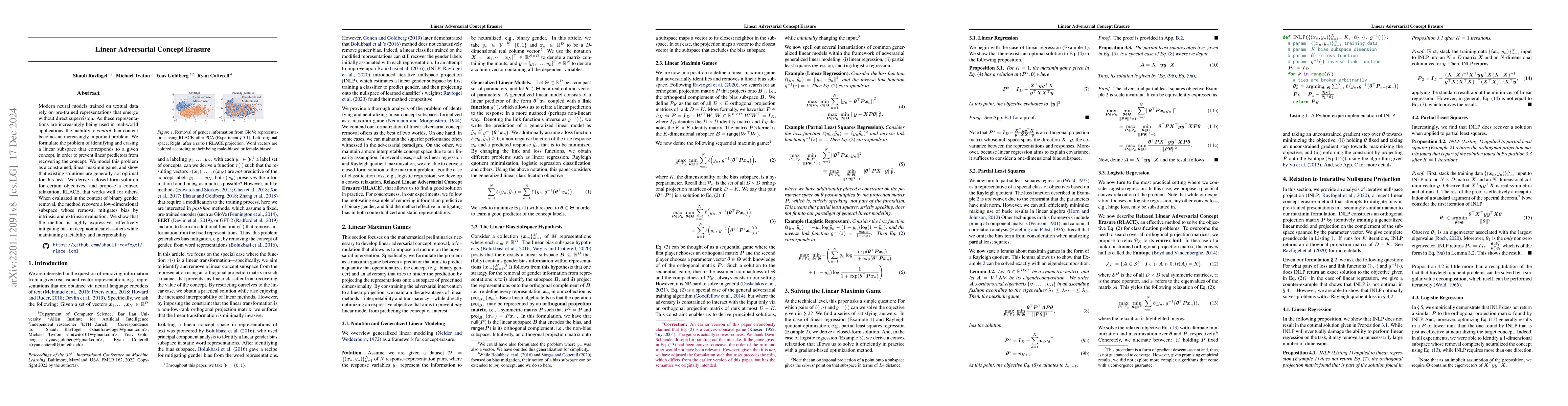 Thumbnail for Linear Adversarial Concept Erasure