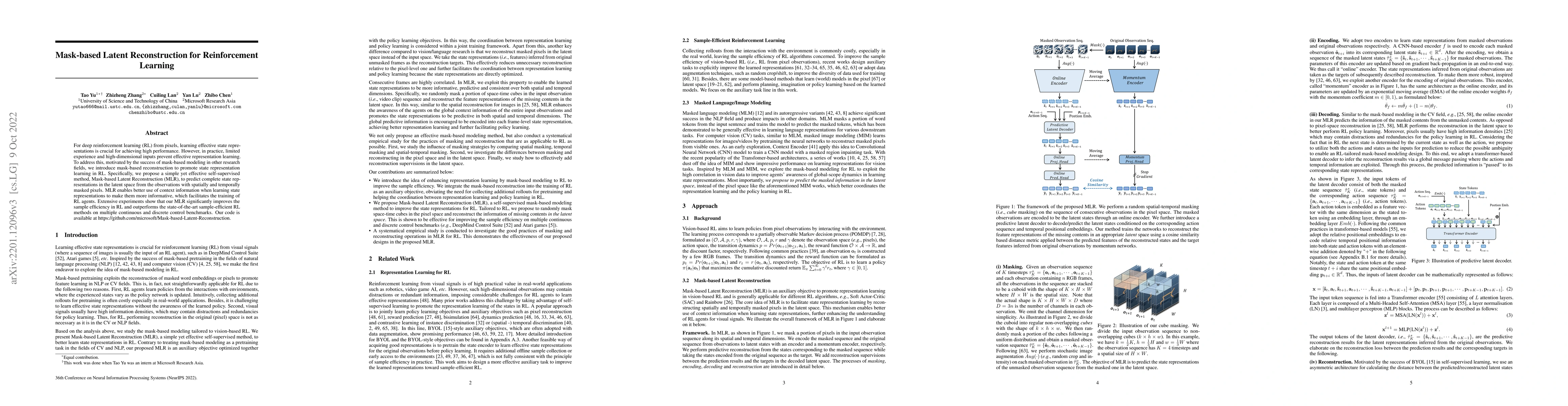 Thumbnail for Mask-based Latent Reconstruction for Reinforcement Learning