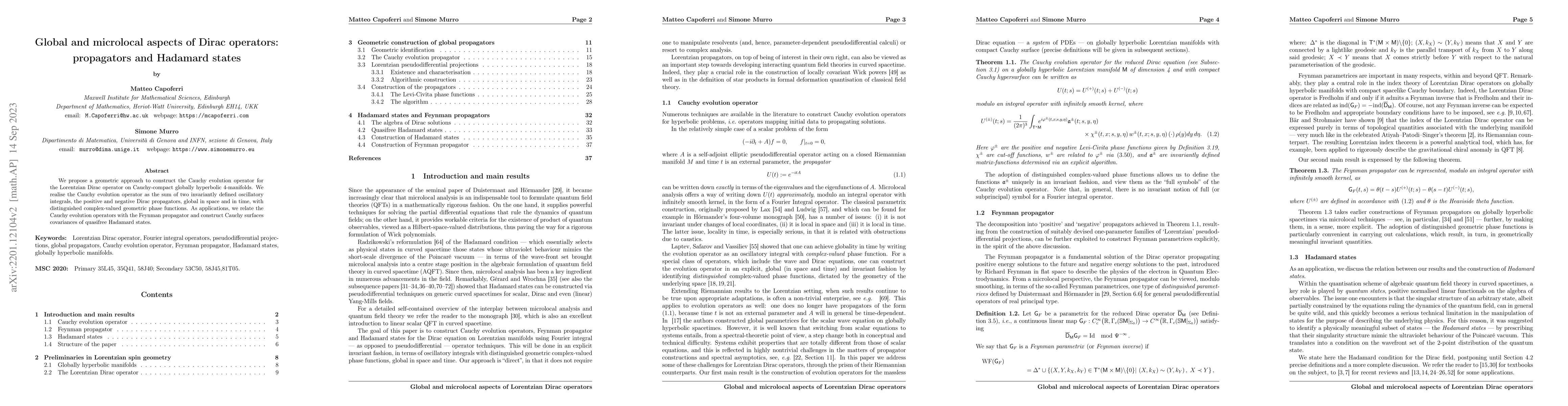 Thumbnail for Global and microlocal aspects of Dirac operators: propagators and
  Hadamard states