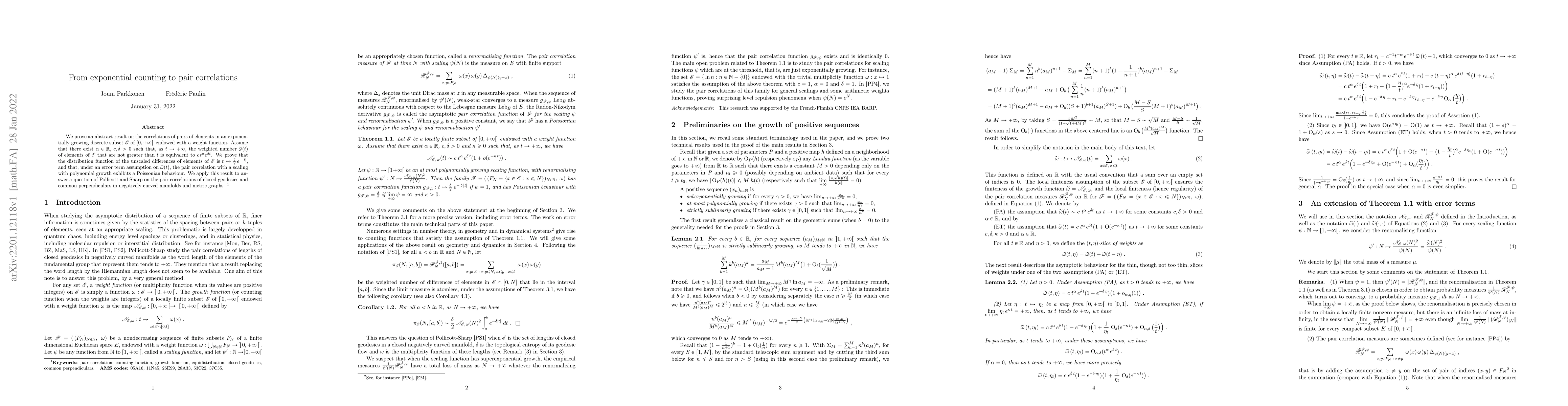 Thumbnail for From exponential counting to pair correlations