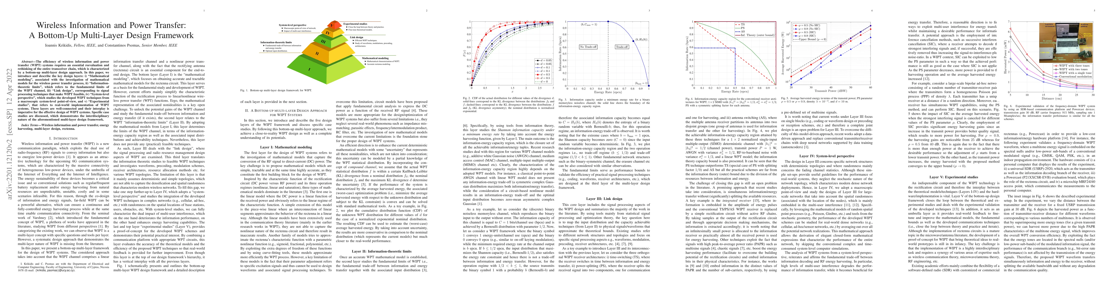 Thumbnail for Wireless Information and Power Transfer: A Bottom-Up Multi-Layer Design
  Framework