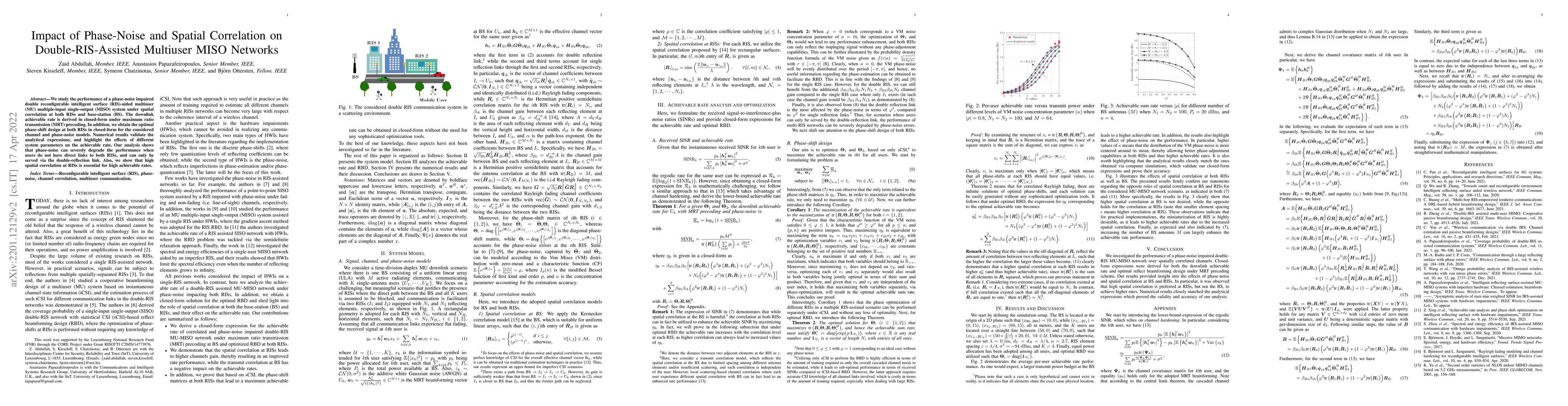 Thumbnail for Impact of Phase-Noise and Spatial Correlation on Double-RIS-Assisted
  Multiuser MISO Networks