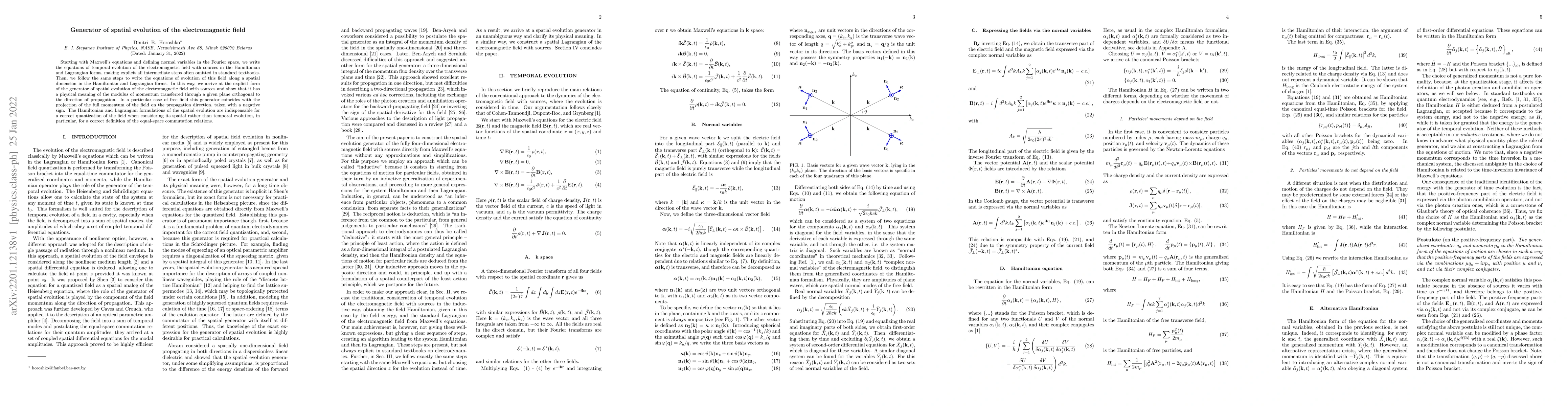 Thumbnail for Generator of spatial evolution of the electromagnetic field