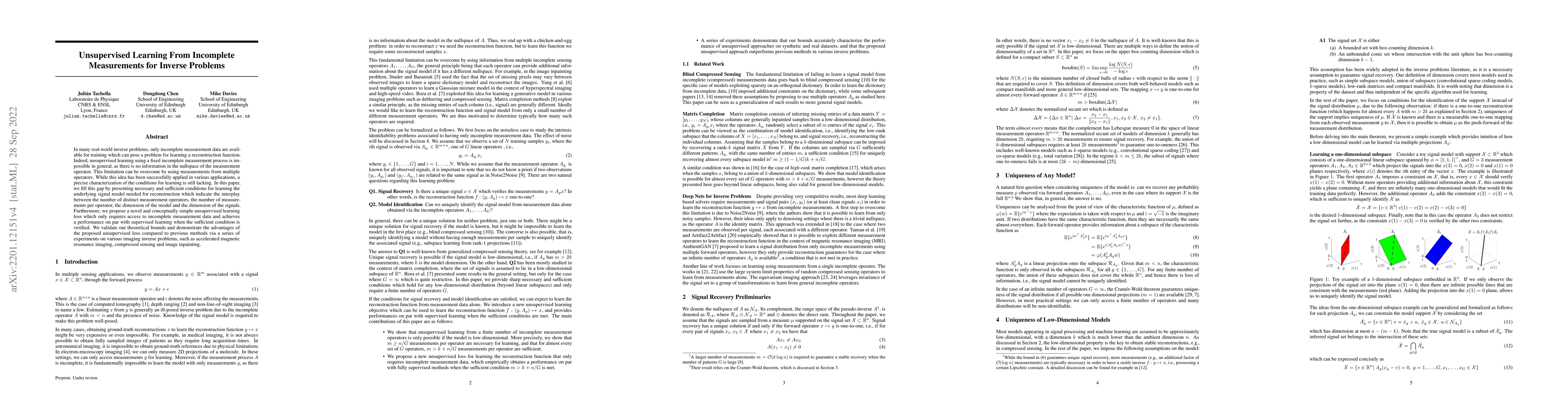 Thumbnail for Unsupervised Learning From Incomplete Measurements for Inverse Problems