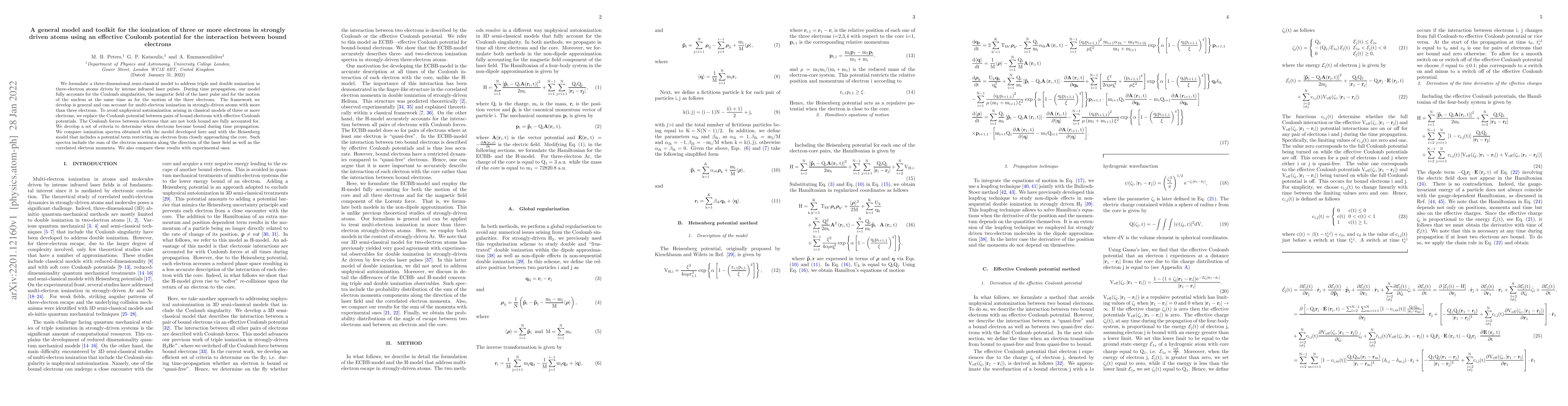 Thumbnail for A general model and toolkit for the ionization of three or more
  electrons in strongly driven atoms using an effective Coulomb potential for
  the interaction between bound electrons