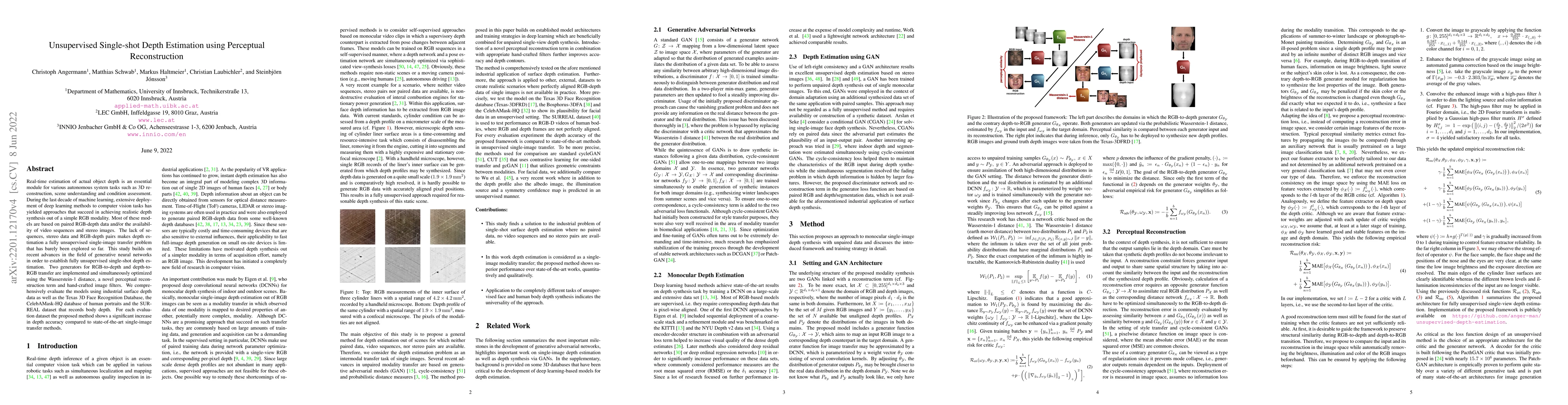 Thumbnail for Unsupervised Single-shot Depth Estimation using Perceptual
  Reconstruction