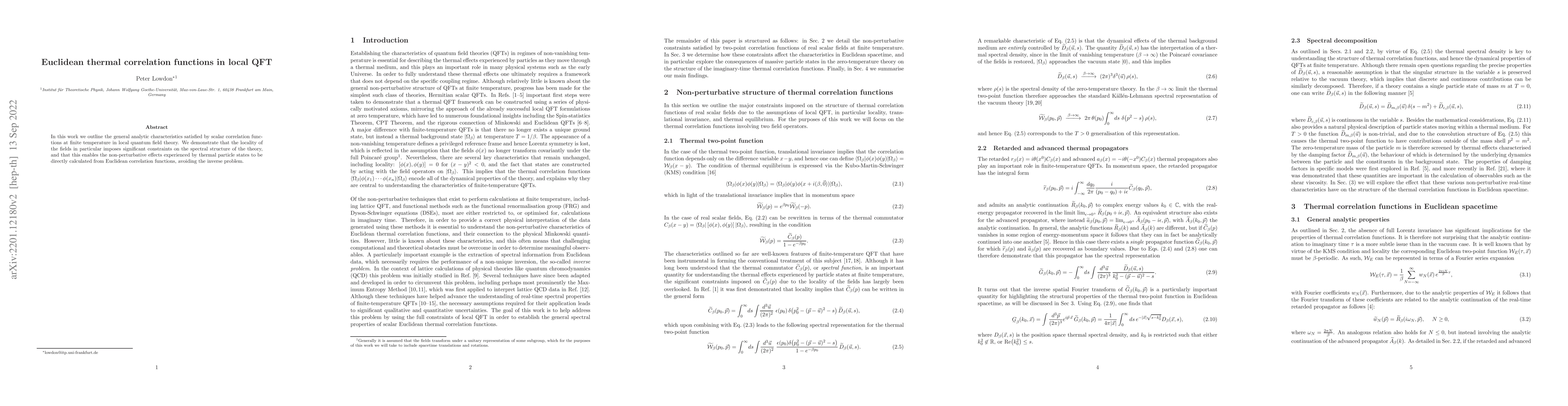 Thumbnail for Euclidean thermal correlation functions in local QFT