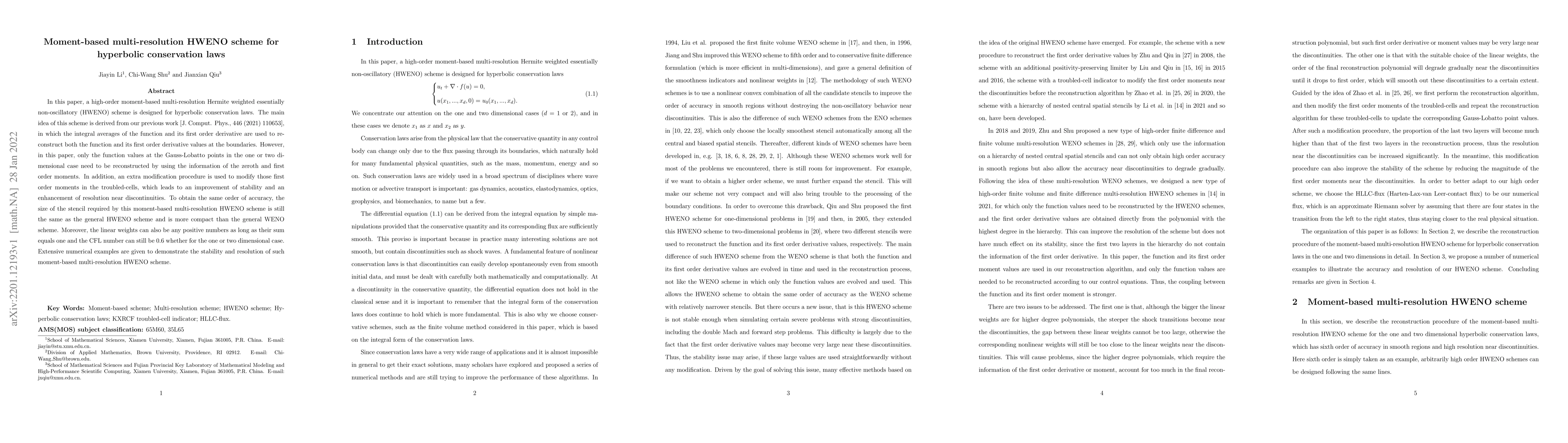 Thumbnail for Moment-based multi-resolution HWENO scheme for hyperbolic conservation
  laws