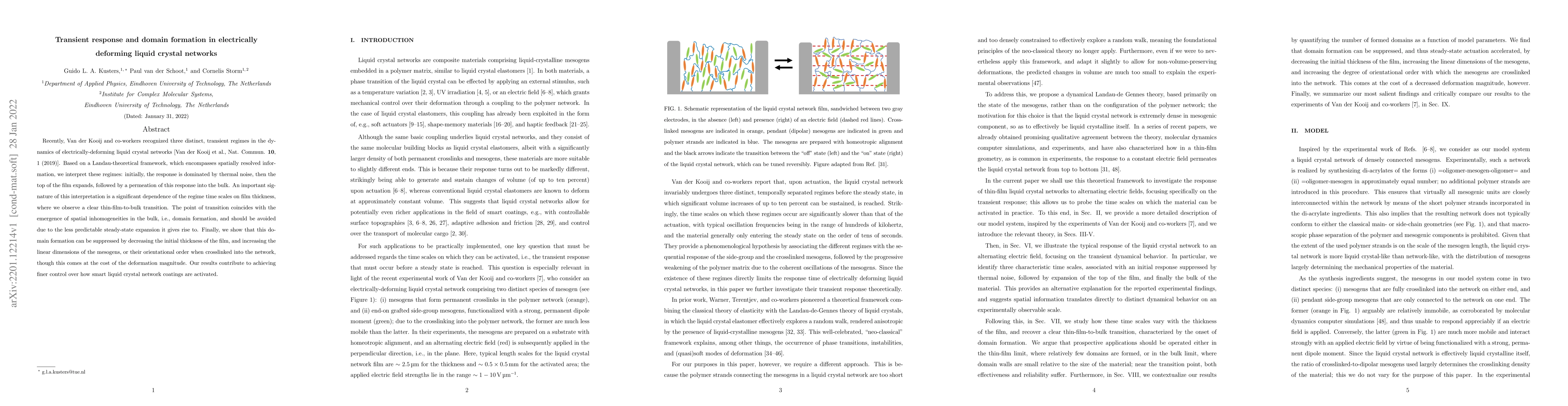 Thumbnail for Transient response and domain formation in electrically deforming liquid
  crystal networks