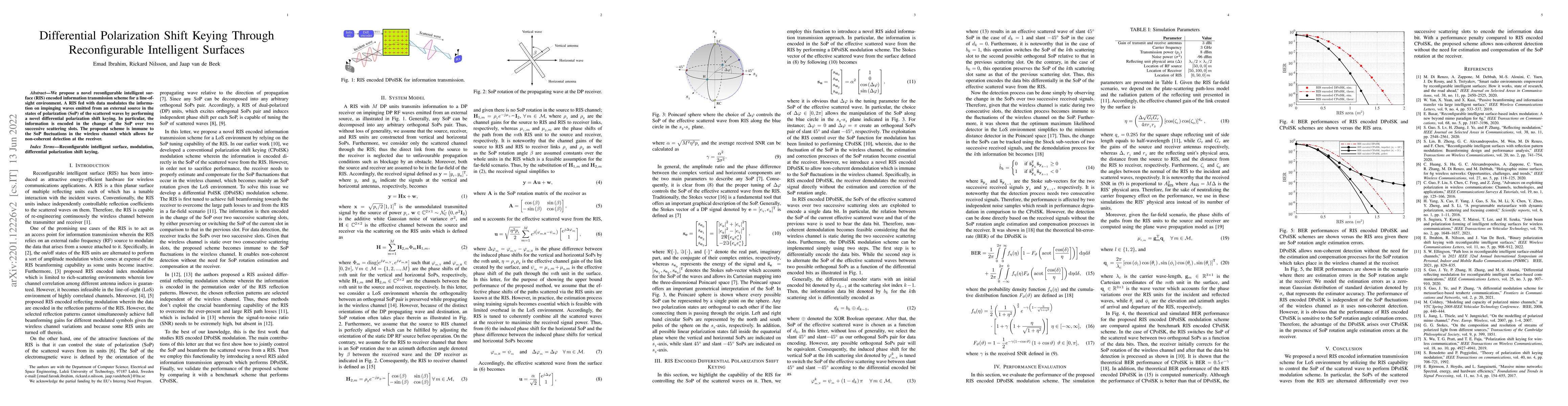 Thumbnail for Differential Polarization Shift Keying Through Reconfigurable
  Intelligent Surfaces