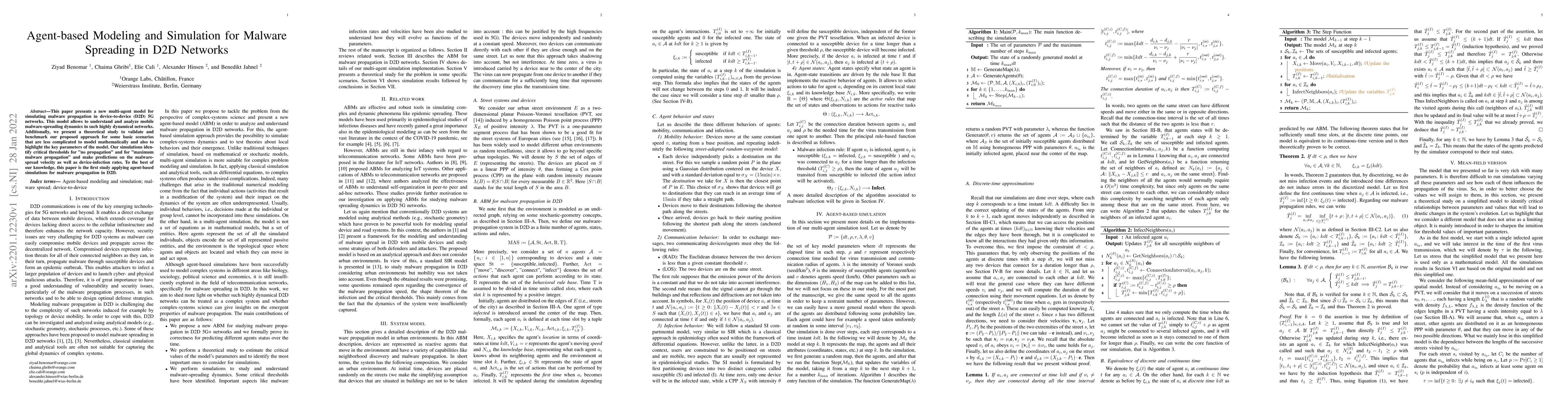 Thumbnail for Agent-based modeling and simulation for malware spreading in D2D
  networks