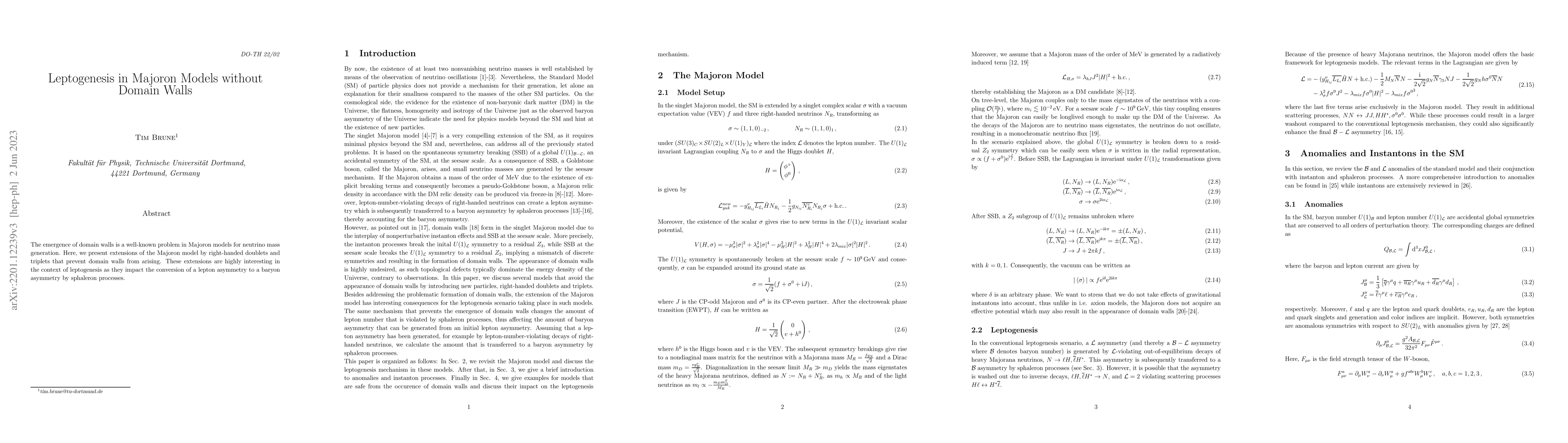 Thumbnail for Leptogenesis in Majoron Models without Domain Walls