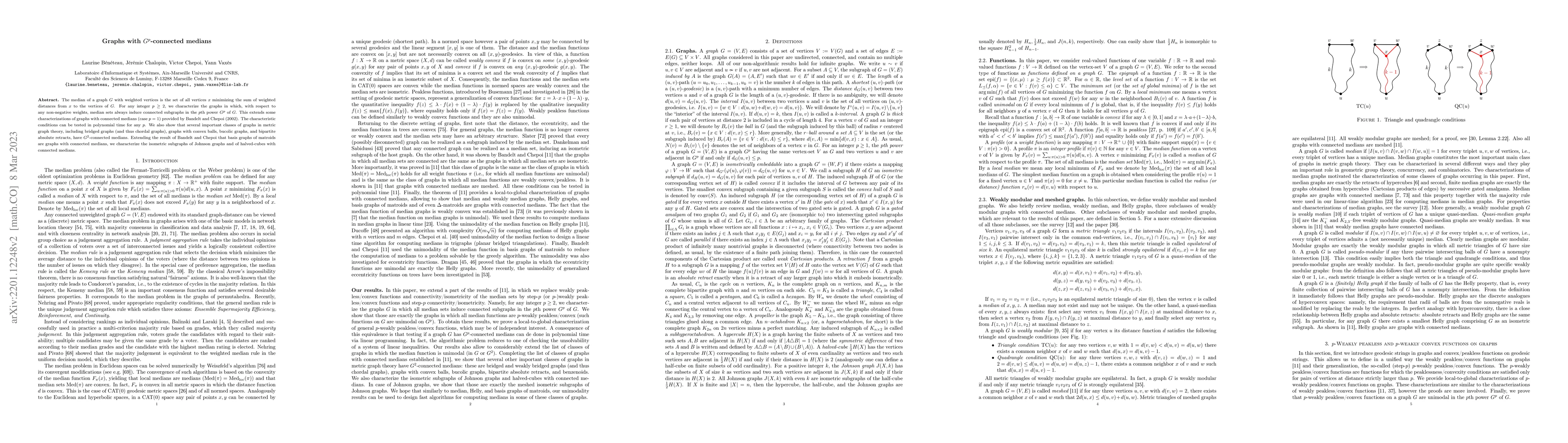 Thumbnail for Graphs with $G^p$-connected medians