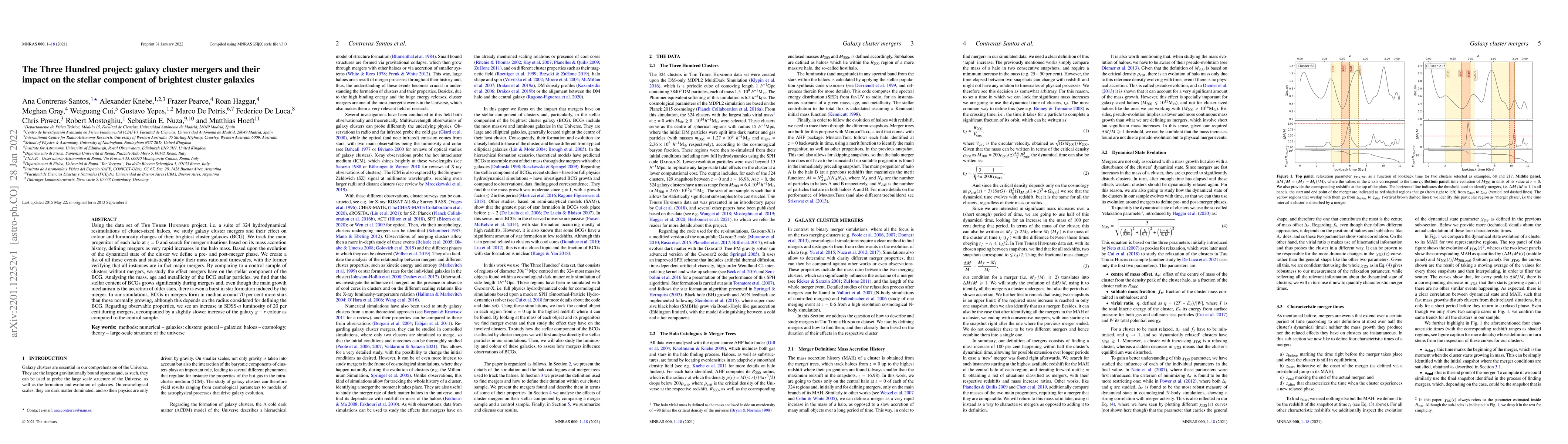 Thumbnail for The Three Hundred project: galaxy cluster mergers and their impact on
  the stellar component of brightest cluster galaxies