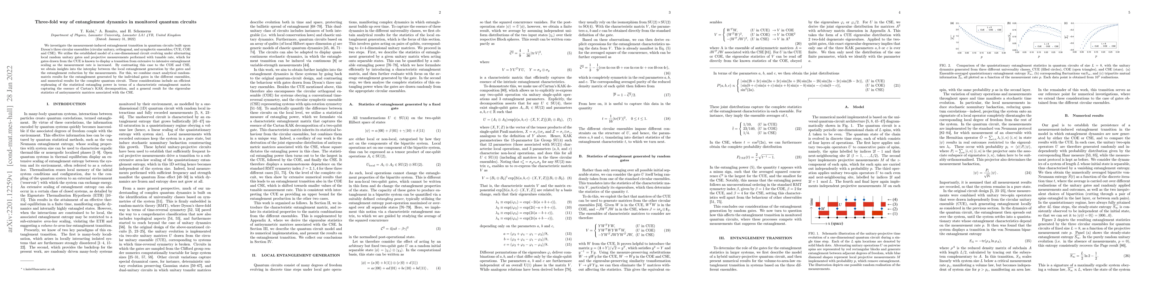 Thumbnail for Three-fold way of entanglement dynamics in monitored quantum circuits