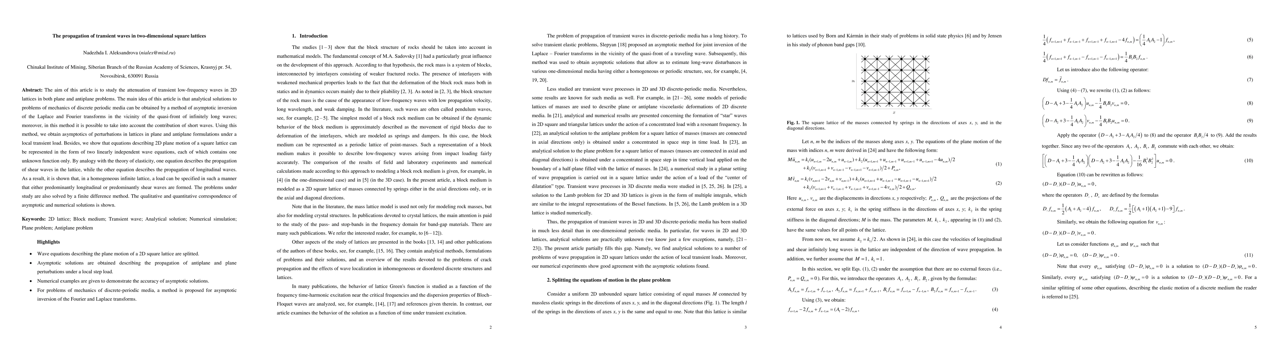 Thumbnail for The propagation of transient waves in two-dimensional square lattices
