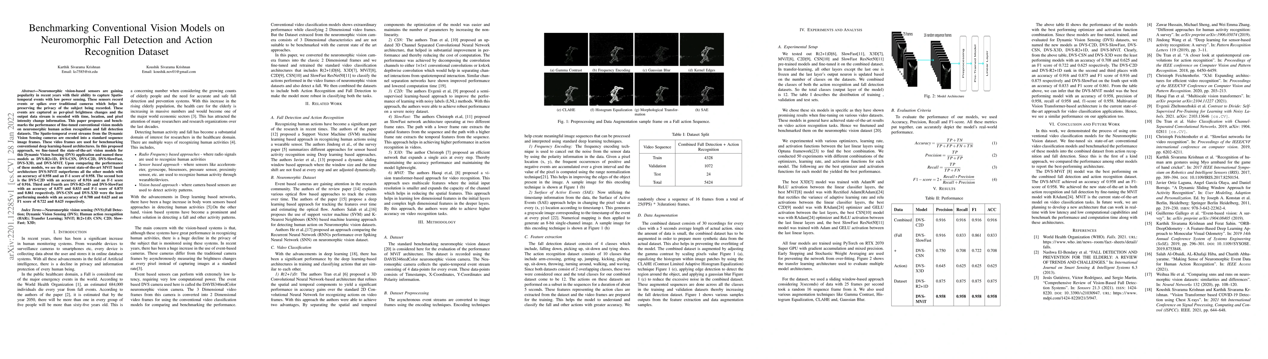 Thumbnail for Benchmarking Conventional Vision Models on Neuromorphic Fall Detection
  and Action Recognition Dataset