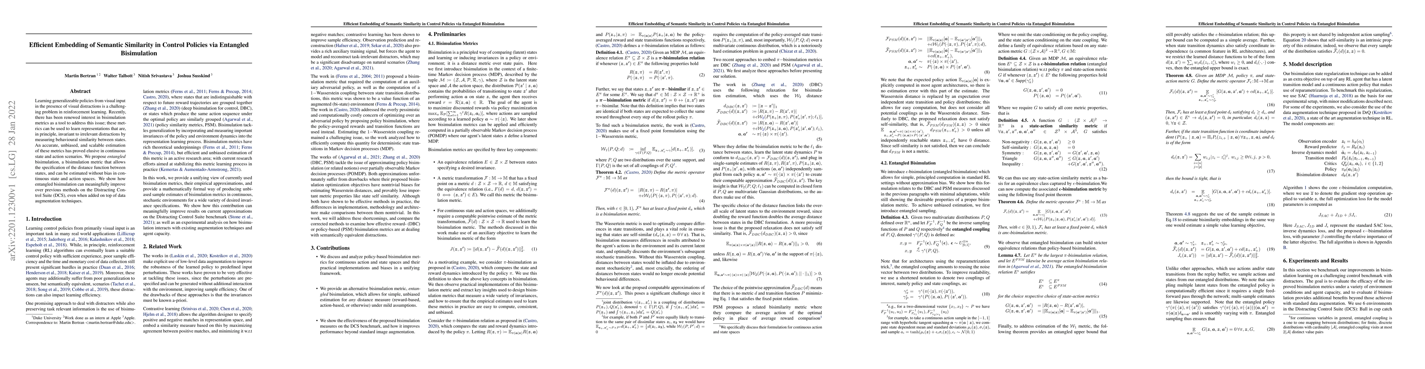 Thumbnail for Efficient Embedding of Semantic Similarity in Control Policies via
  Entangled Bisimulation
