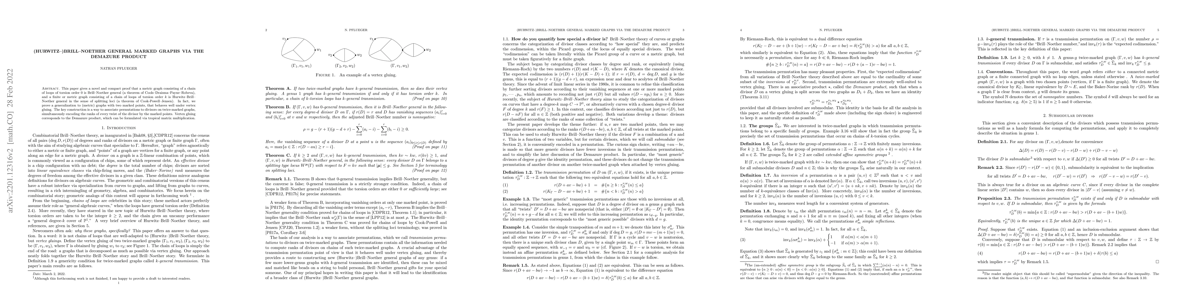 Thumbnail for (Hurwitz-)Brill-Noether general marked graphs via the Demazure product