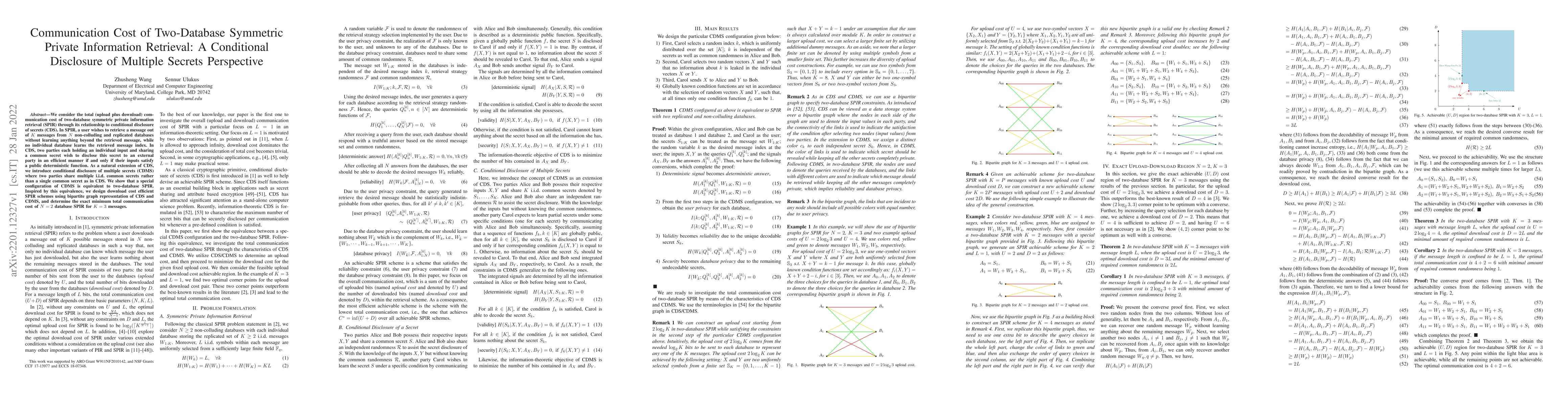 Thumbnail for Communication Cost of Two-Database Symmetric Private Information
  Retrieval: A Conditional Disclosure of Multiple Secrets Perspective