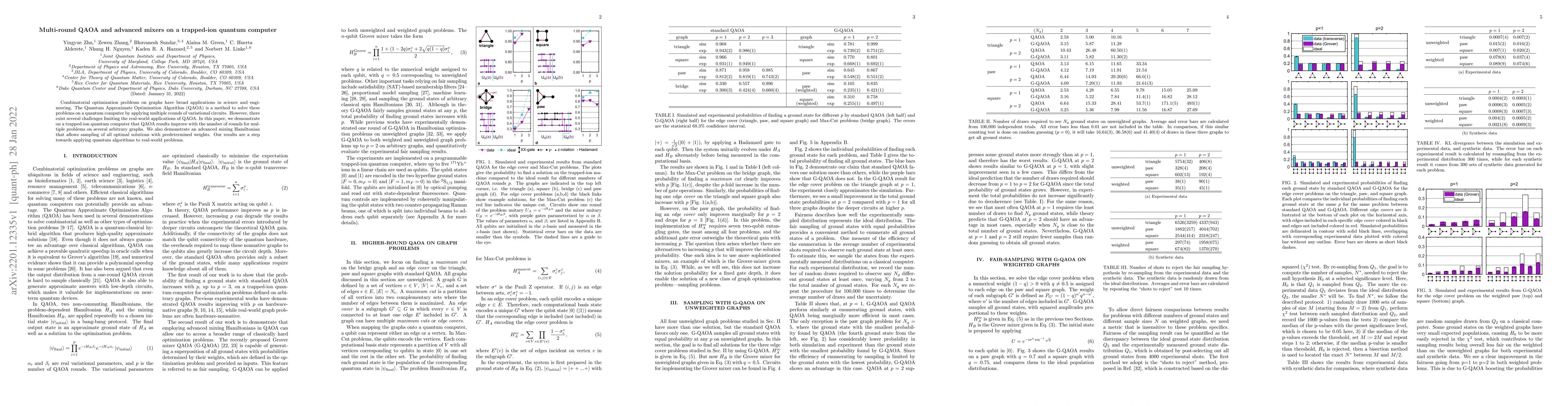 Thumbnail for Multi-round QAOA and advanced mixers on a trapped-ion quantum computer