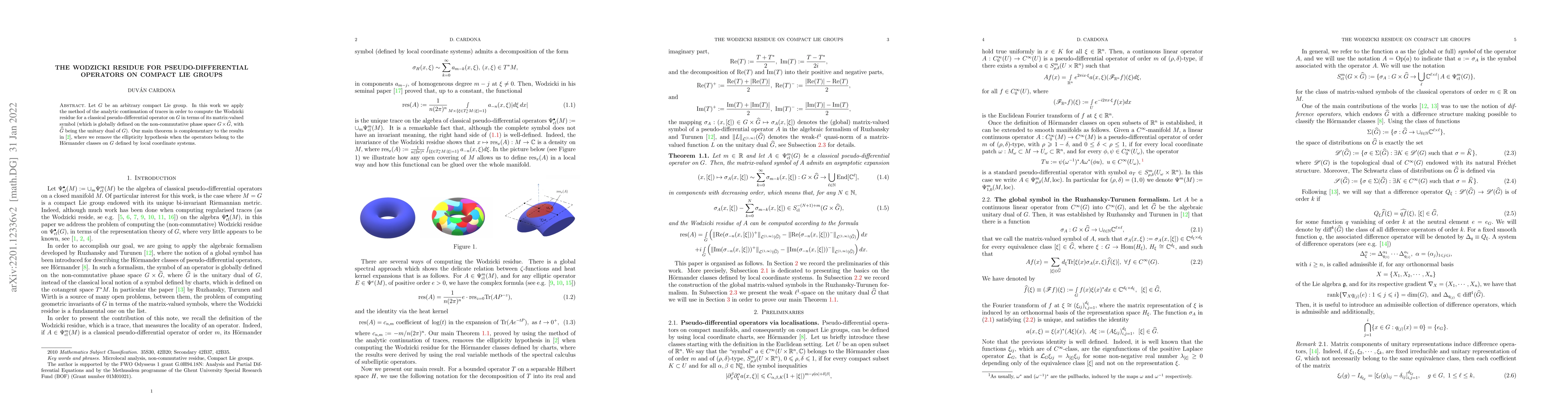 Thumbnail for The Wodzicki residue for pseudo-differential operators on compact Lie
  groups