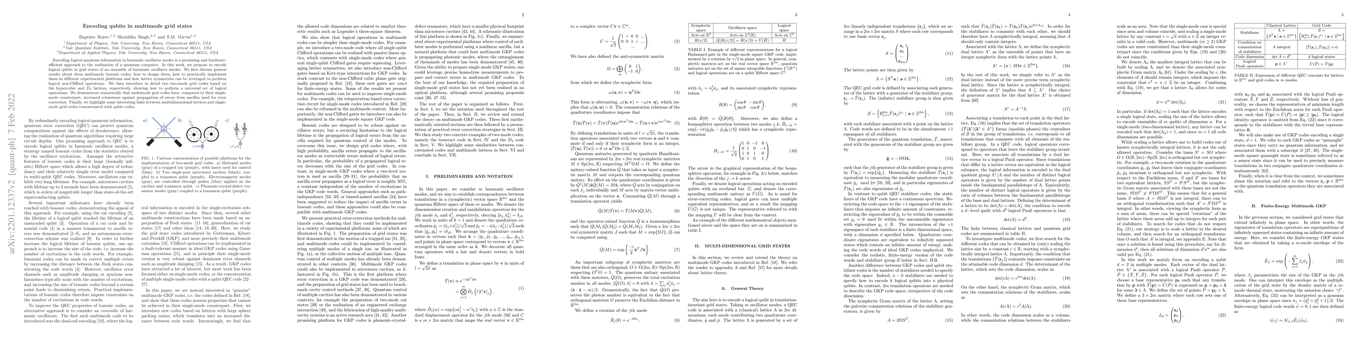 Thumbnail for Encoding qubits in multimode grid states