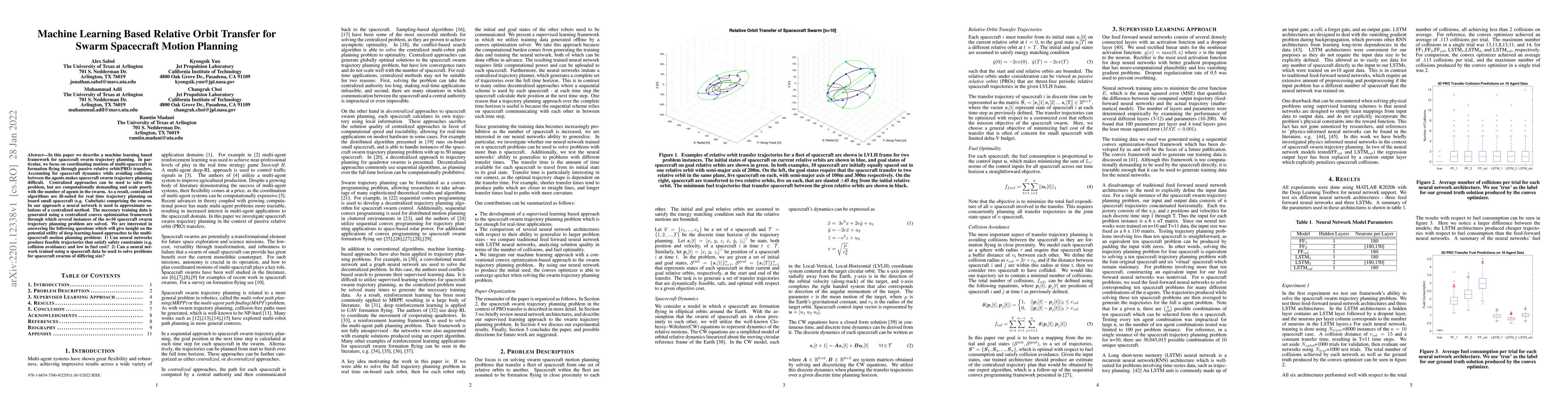 Thumbnail for Machine Learning Based Relative Orbit Transfer for Swarm Spacecraft
  Motion Planning