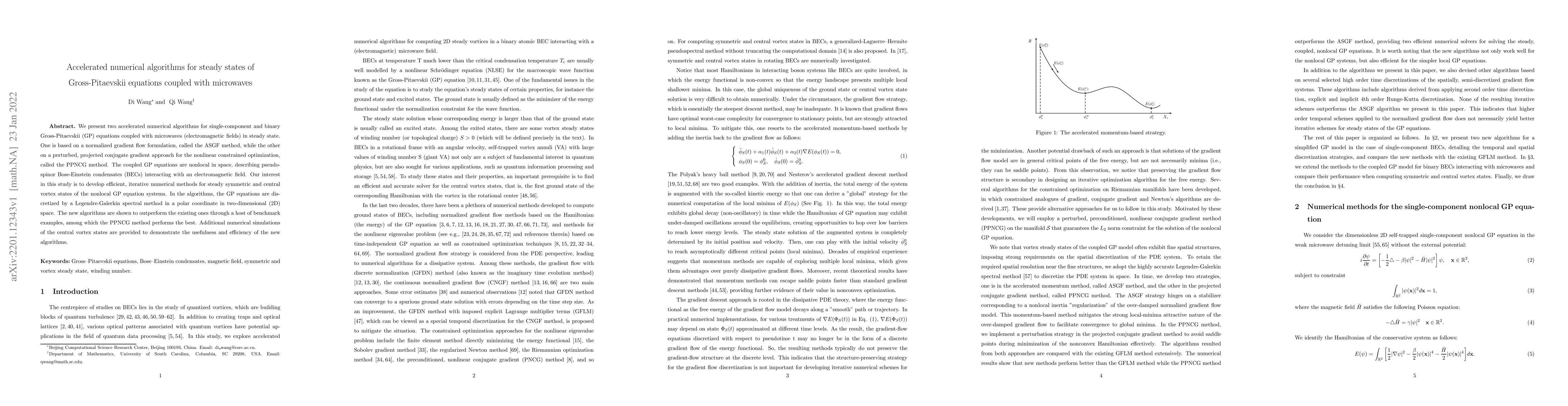 Thumbnail for Accelerated numerical algorithms for steady states of Gross-Pitaevskii
  equations coupled with microwaves