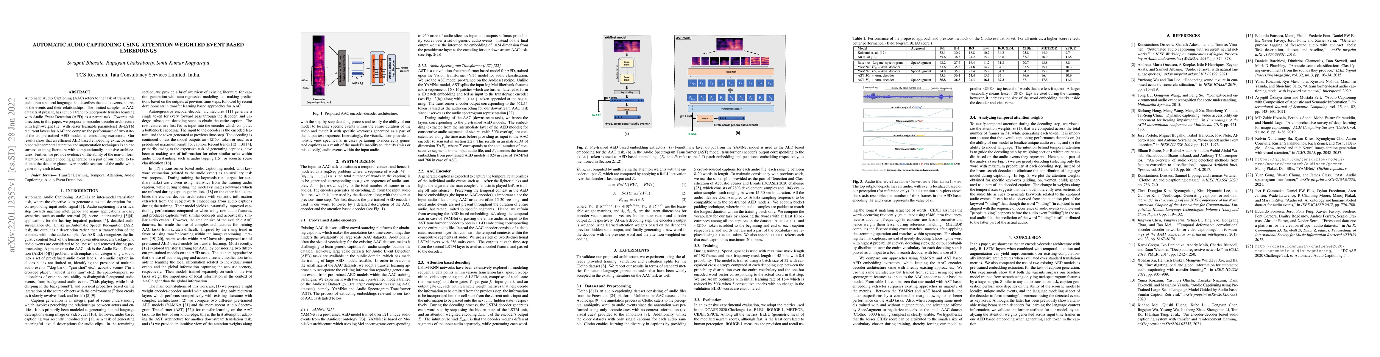 Thumbnail for Automatic Audio Captioning using Attention weighted Event based
  Embeddings