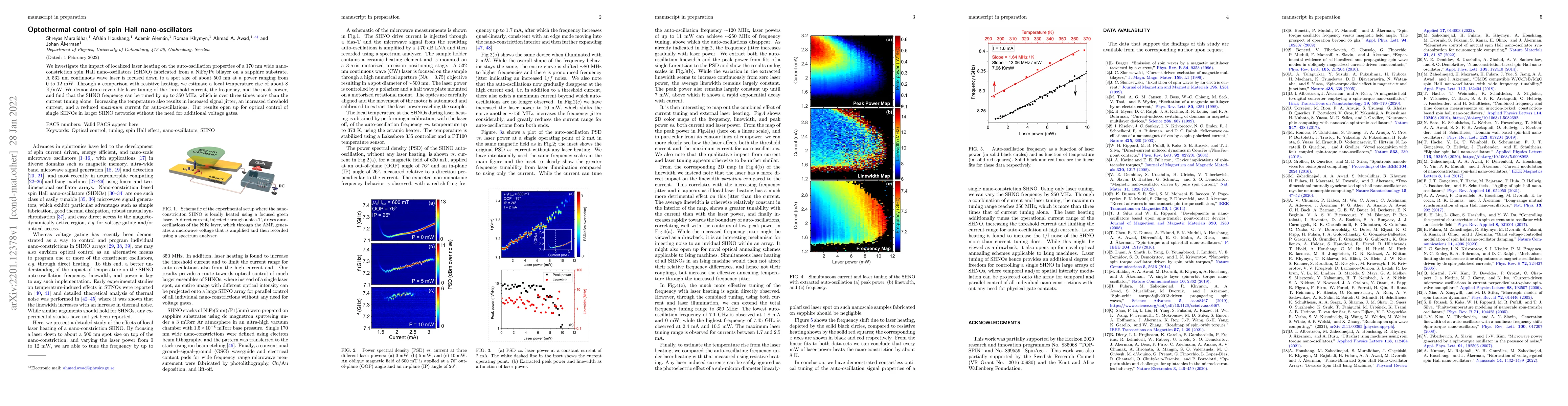Thumbnail for Optothermal control of spin Hall nano-oscillators