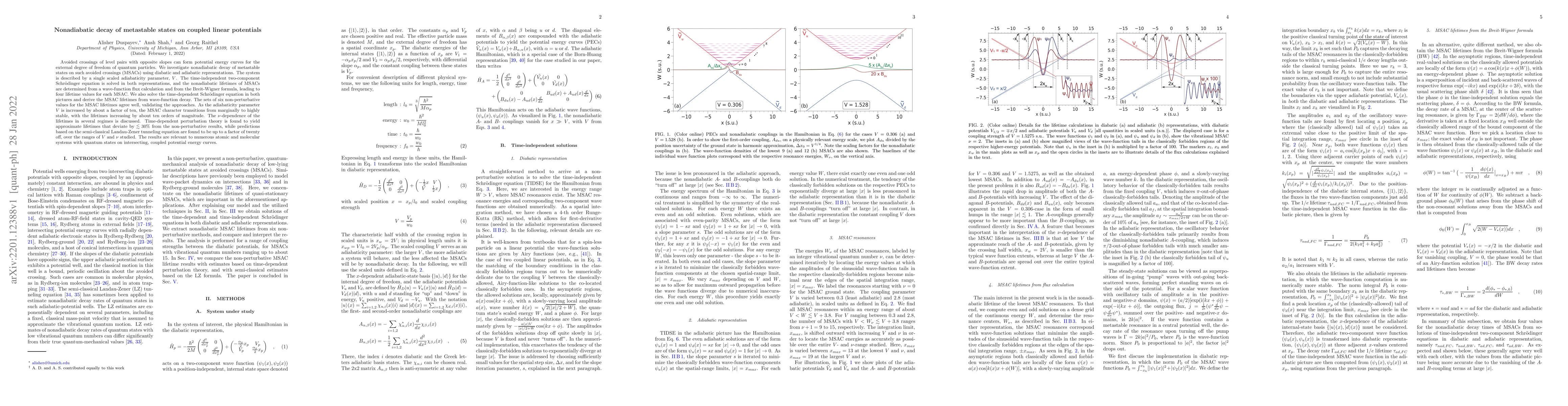 Thumbnail for Nonadiabatic decay of metastable states on coupled linear potentials