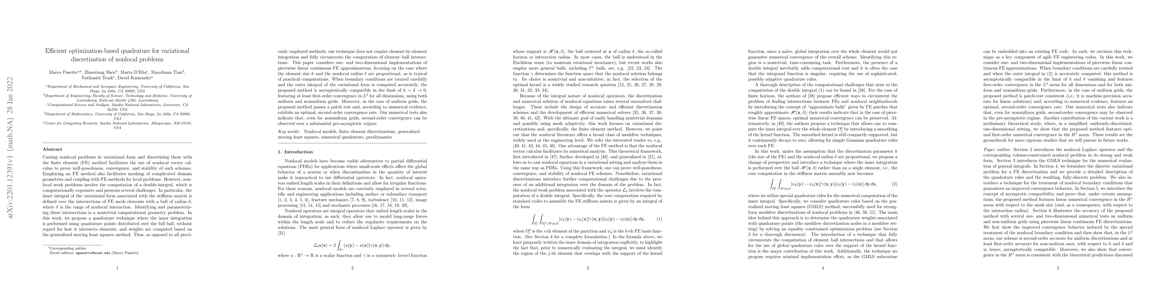 Thumbnail for Efficient optimization-based quadrature for variational discretization
  of nonlocal problems
