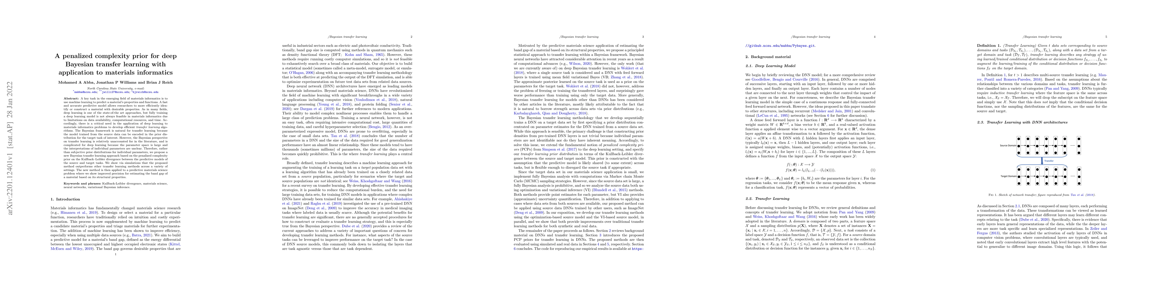 Thumbnail for A penalized complexity prior for deep Bayesian transfer learning with
  application to materials informatics