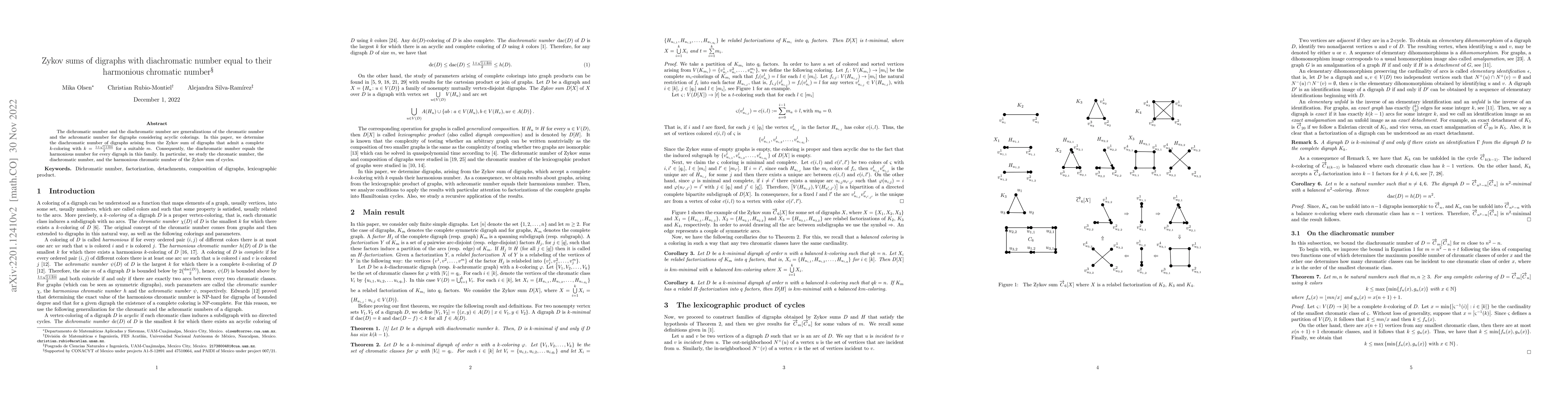 Thumbnail for Zykov sums of digraphs with diachromatic number equal to their
  harmonious number