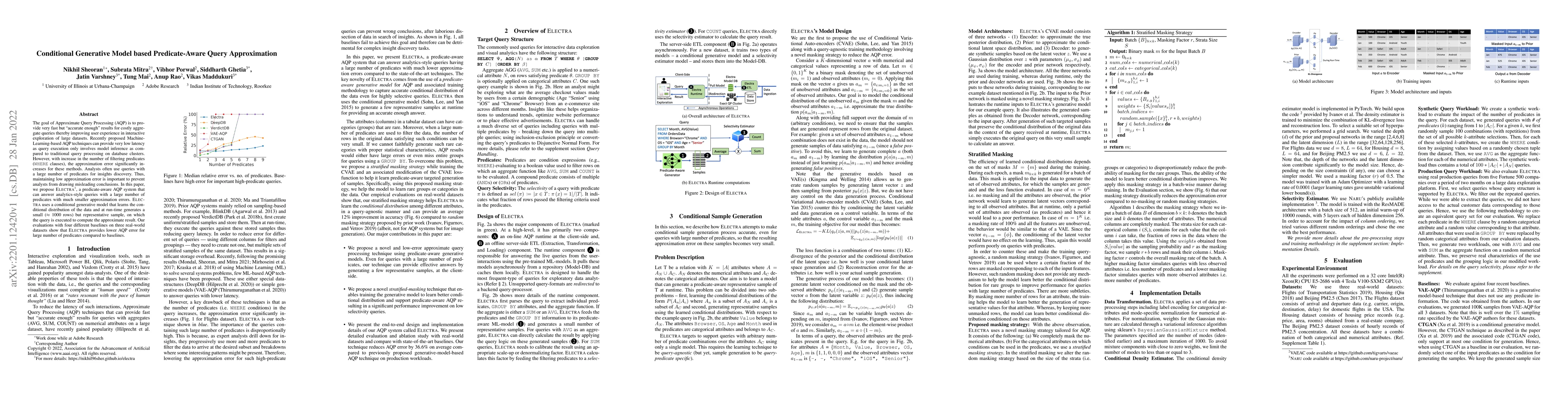 Thumbnail for Electra: Conditional Generative Model based Predicate-Aware Query
  Approximation