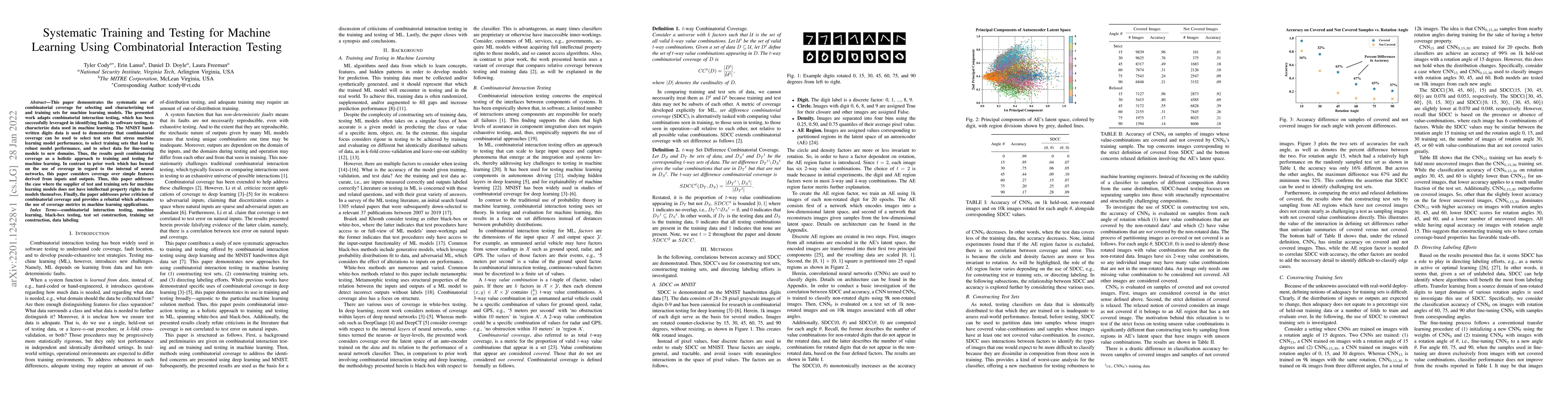 Thumbnail for Systematic Training and Testing for Machine Learning Using Combinatorial
  Interaction Testing