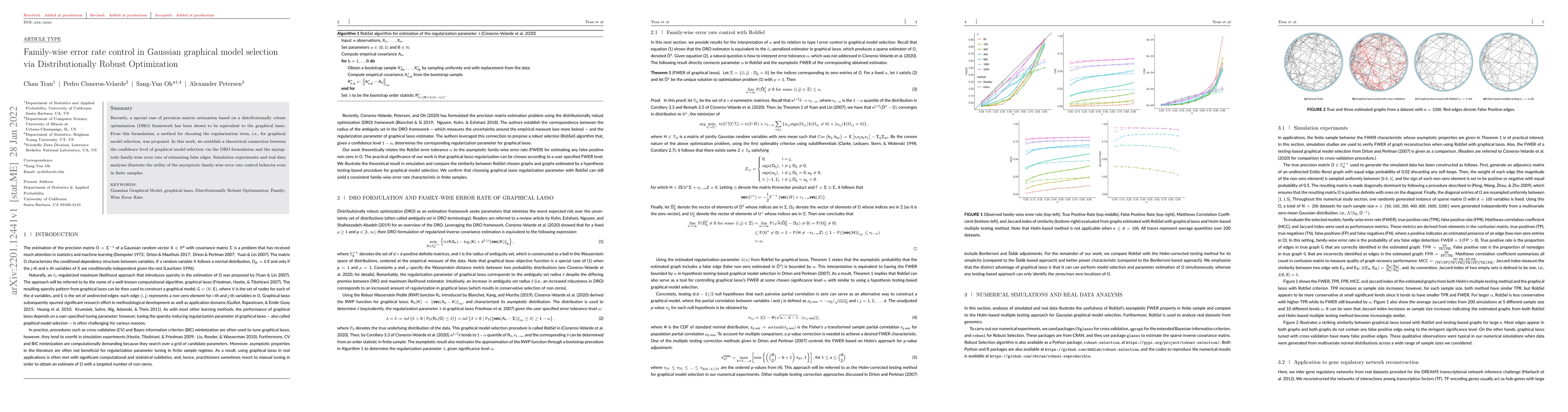 Thumbnail for Family-wise error rate control in Gaussian graphical model selection via
  Distributionally Robust Optimization