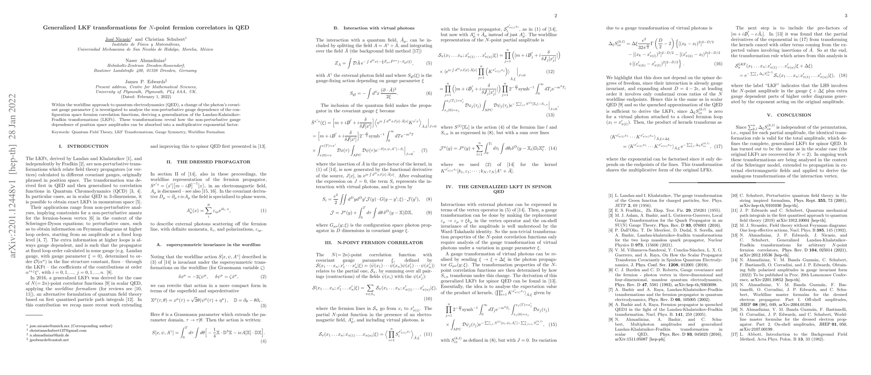 Thumbnail for Generalized LKF transformations for $N$-point fermion correlators in QED