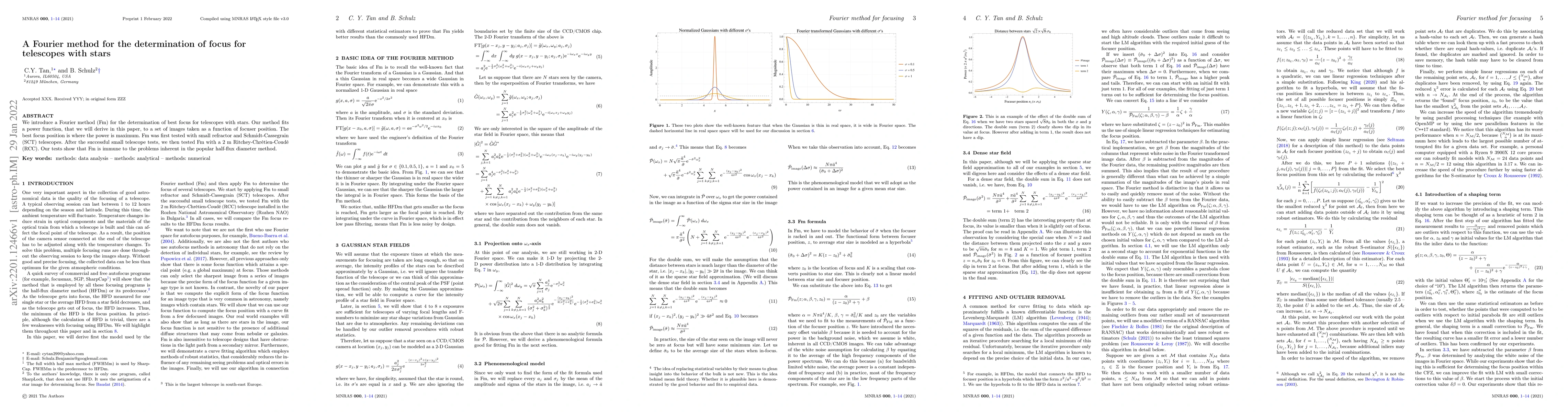 Thumbnail for A Fourier method for the determination of focus for telescopes with
  stars