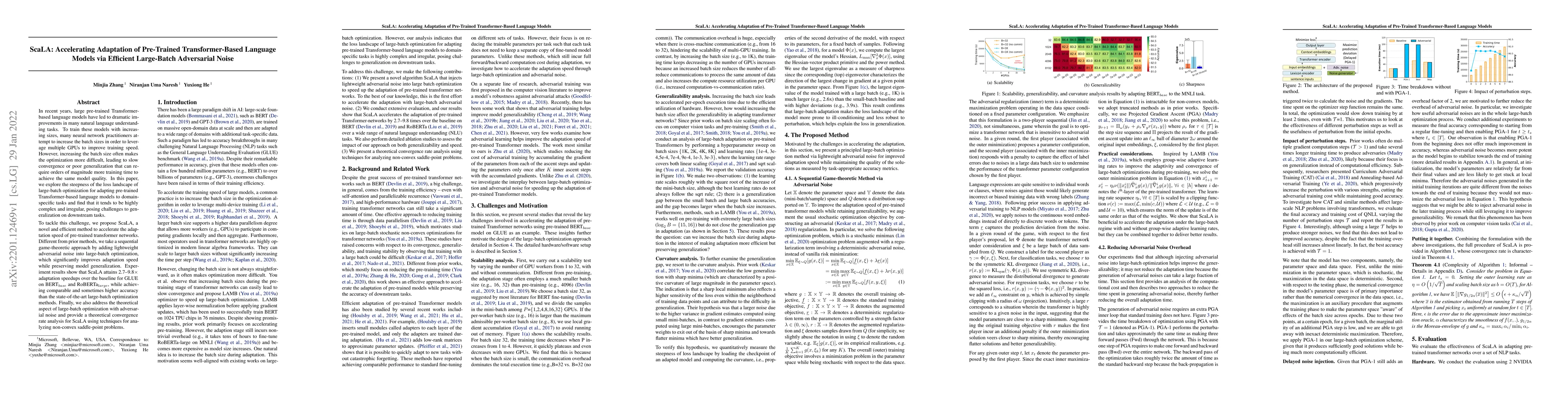 Thumbnail for ScaLA: Accelerating Adaptation of Pre-Trained Transformer-Based Language
  Models via Efficient Large-Batch Adversarial Noise