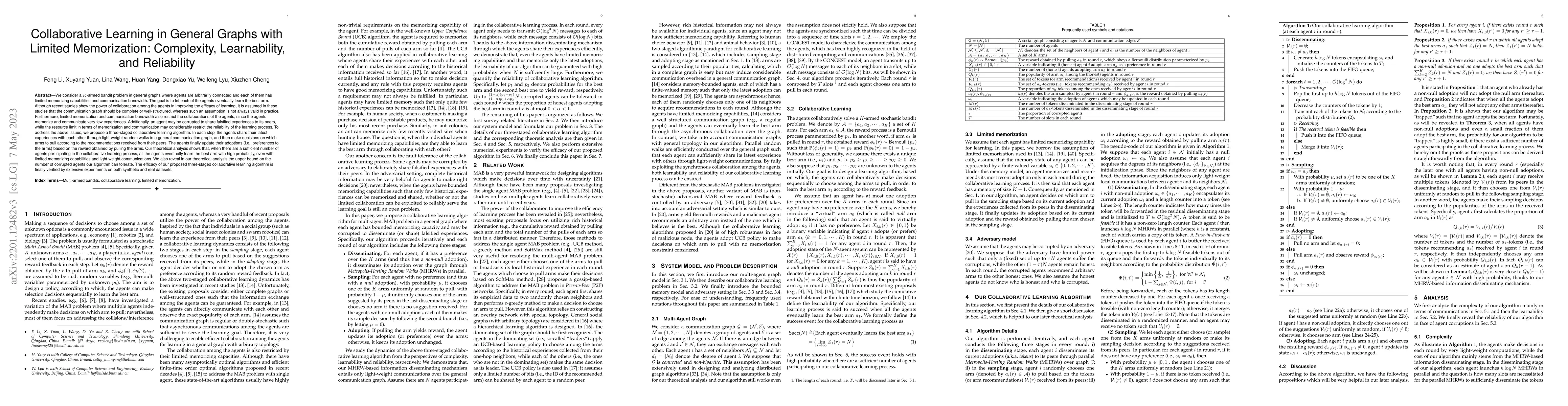 Thumbnail for Collaborative Learning in General Graphs with Limited Memorization:
  Complexity, Learnability, and Reliability