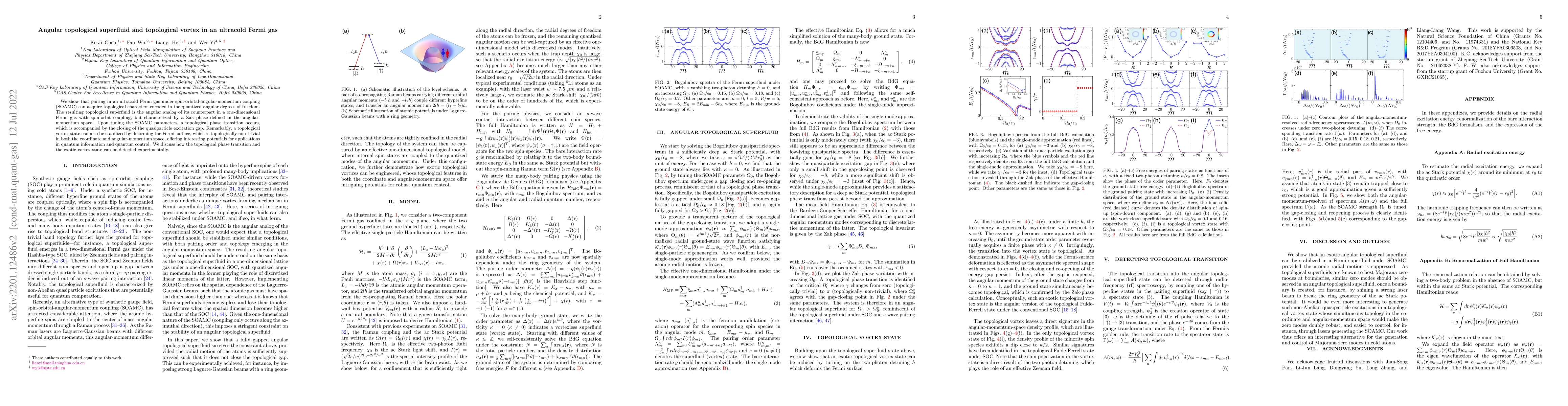 Thumbnail for Angular topological superfluid and topological vortex in an ultracold
  Fermi gas
