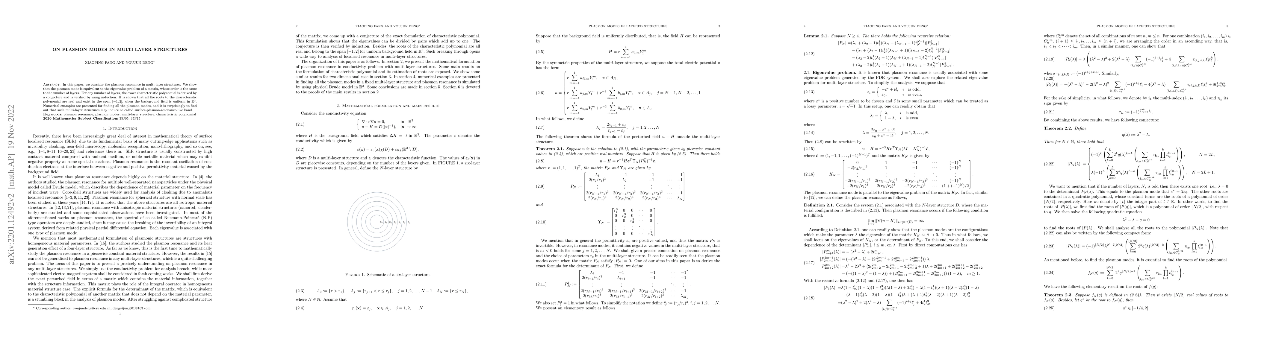 Thumbnail for On plasmon modes in multi-layer structures