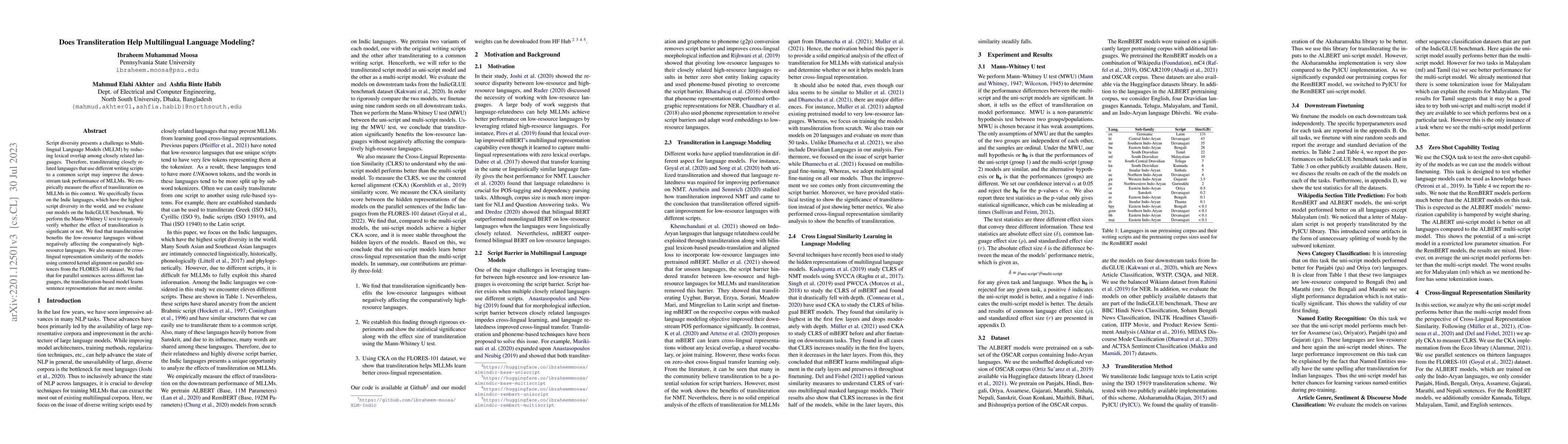 Thumbnail for Does Transliteration Help Multilingual Language Modeling?