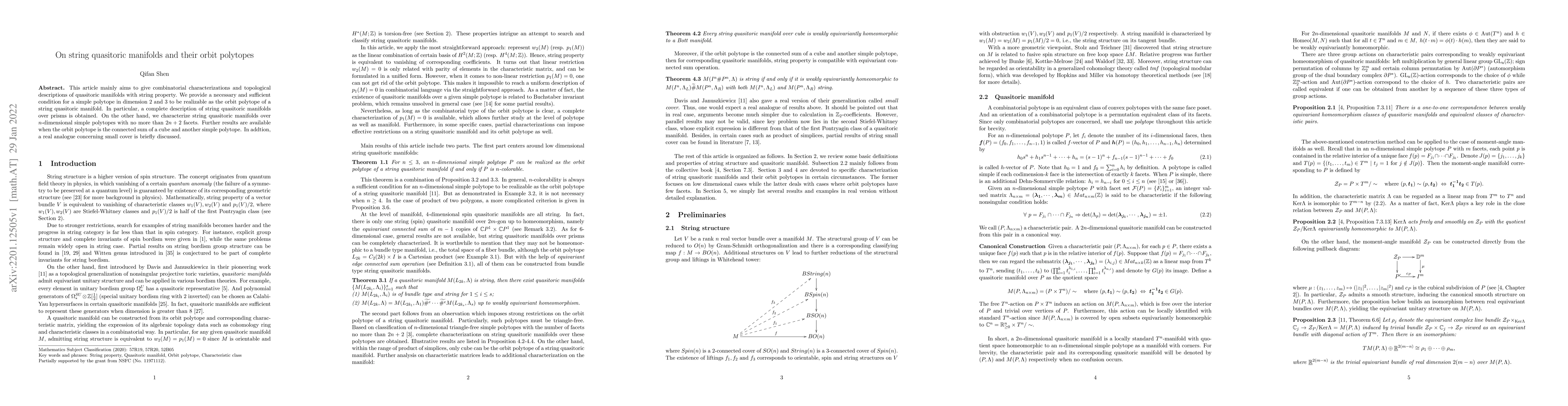 Thumbnail for On string quasitoric manifolds and their orbit polytopes